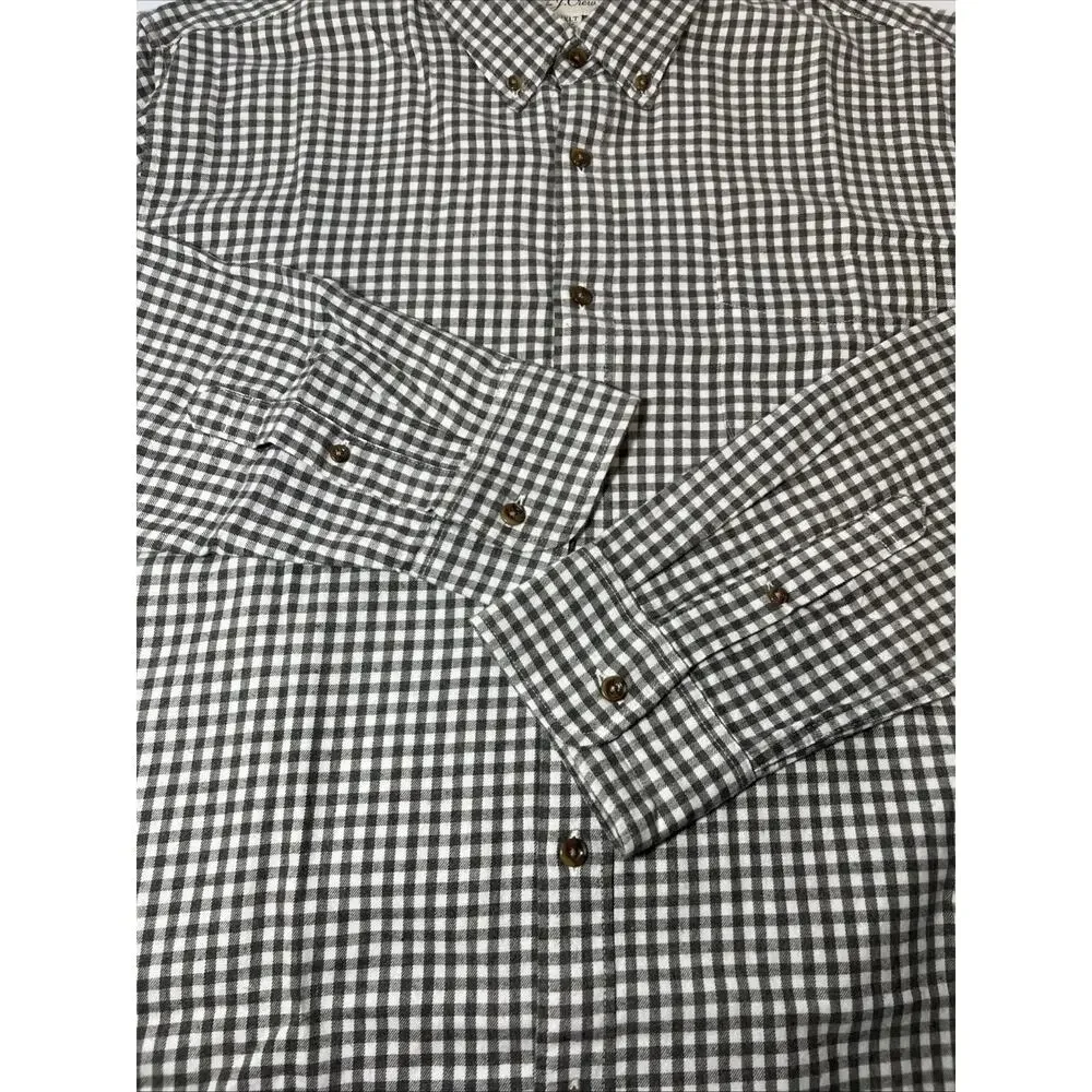 J Crew Mens XXLT Classic Brushed Twill Flannel Button Down Gray Check Shirt